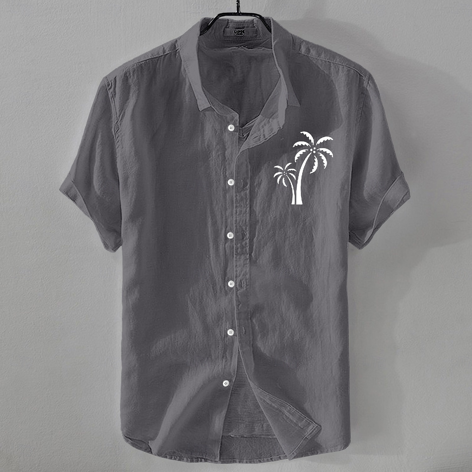 Men's Shirt Linen Shirt Summer Shirt Beach Shirt Button Up Shirt Coconut Tree Vacation Casual Black White Light Green Pink Short Sleeve Turndown Summer Clothing Apparel 2025 - $21.99 –P9