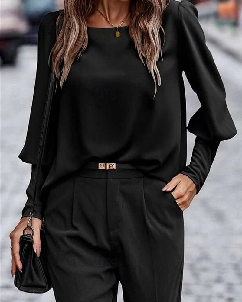 Damen Hemd Einfach Täglich Stilvoll Basic Langarm Rundhalsausschnitt Normale Oberteile Arbeit Täglich Ferien Knöpfe Schwarz Armeegrün Braun Frühling Herbst 2025 - $23.99 –P9