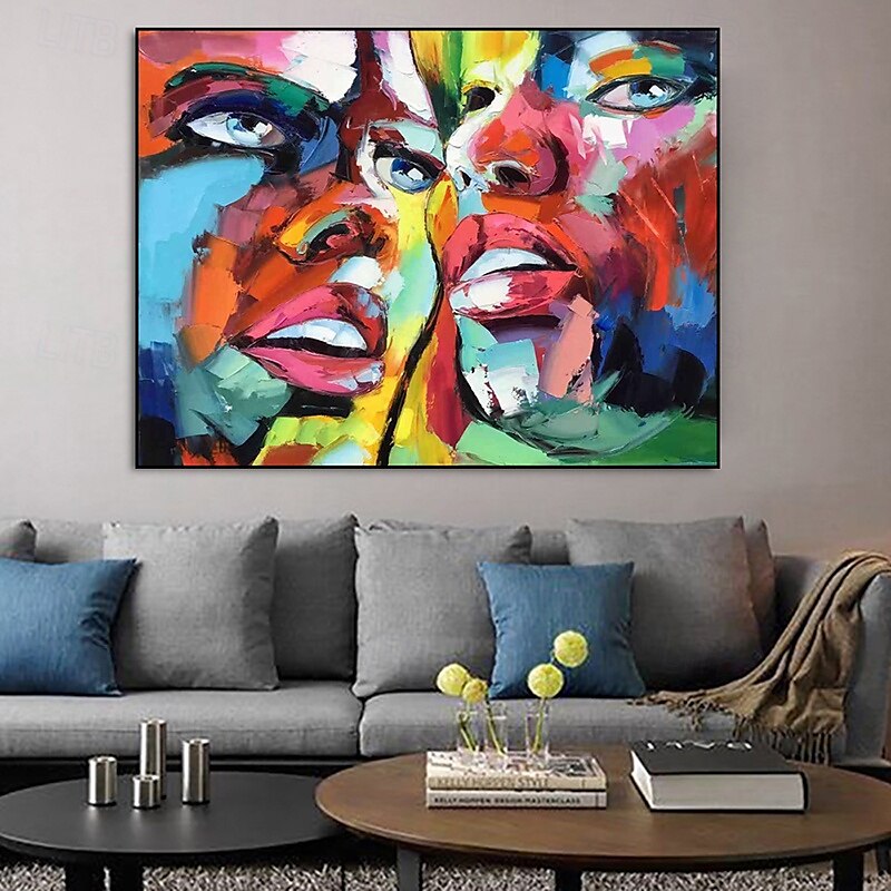 handgefertigtes Ölgemälde auf Leinwand, Wandkunst, Dekoration, modernes abstraktes Gesicht für die Inneneinrichtung, gerolltes, rahmenloses, ungedehntes Gemälde 2025 - $69.99 –P2