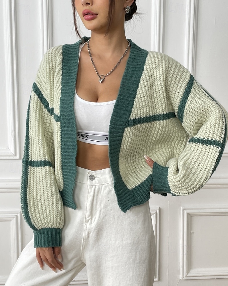 Damen Strickjacke Mode Farbblock Gerippt Kapuze Patchwork Gestrickt Langarm Normale Oberteile Stricken Ferien Ausgehen Wochenende Schwarz Rosa Herbst 2025 - $26.99 –P5