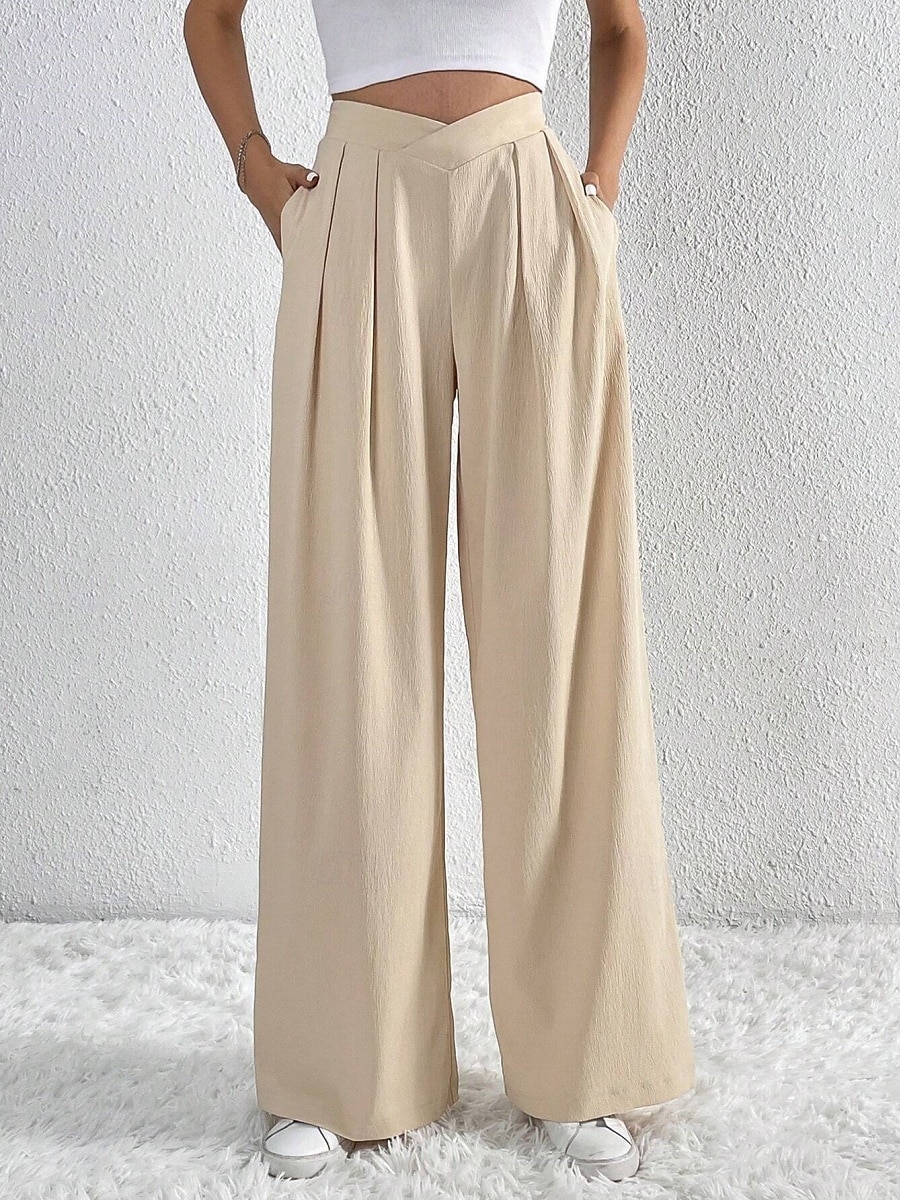 Per donna Gamba larga Pantaloni Streetwear Casual Lungo Vita Alta Semplice Traspirabilità Morbido Micro-elastico Vacanza Streetwear Abbigliamento quotidiano Nero Rosa Blu chiaro Albicocca Autunno del 2025 a $26.99 –P5