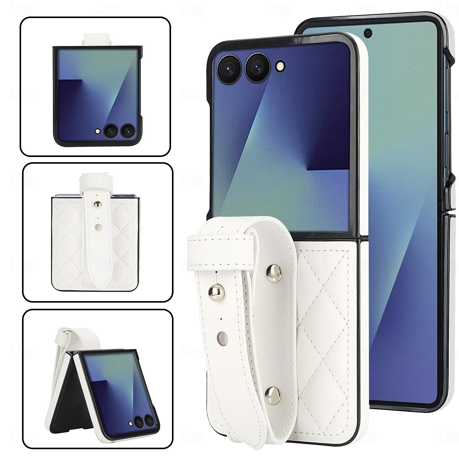 Phone Case For Samsung Galaxy Z Flip 7 Z Flip 6 Z Flip 5 Z Flip 4 Z Flip 3 Back Cover with Wrist Strap Shockproof Retro TPU PU Leather 2025 - $22.99 –P7