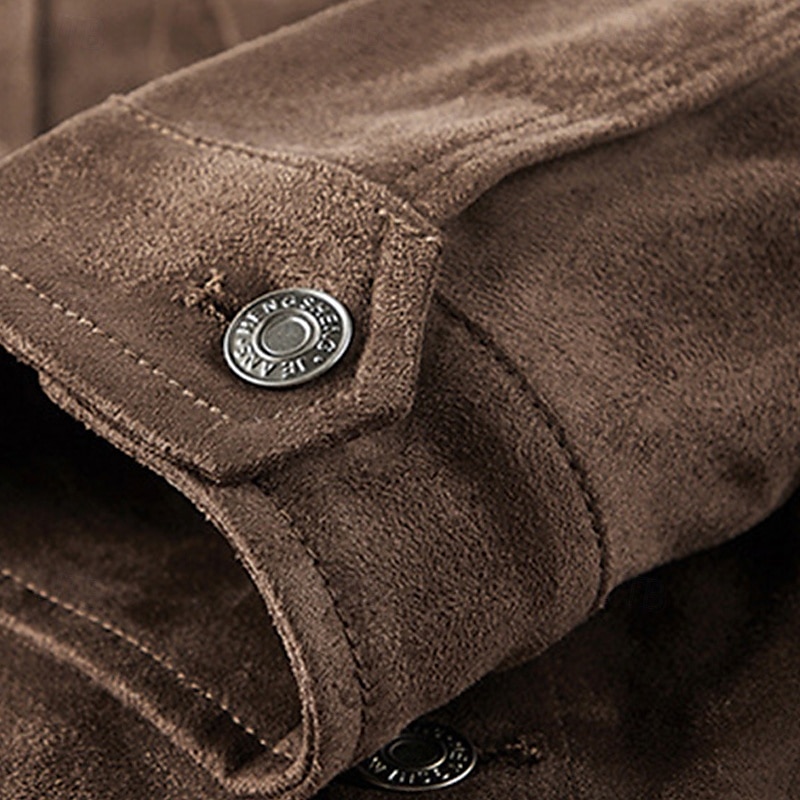Homme Veste Légère Veste en faux suède Vacances Quotidien Avec Poches Printemps Automne Uni Mode Classique Revers Régulier Noir Kaki Café Gris Veste de 2026 ? $57.99 –P9