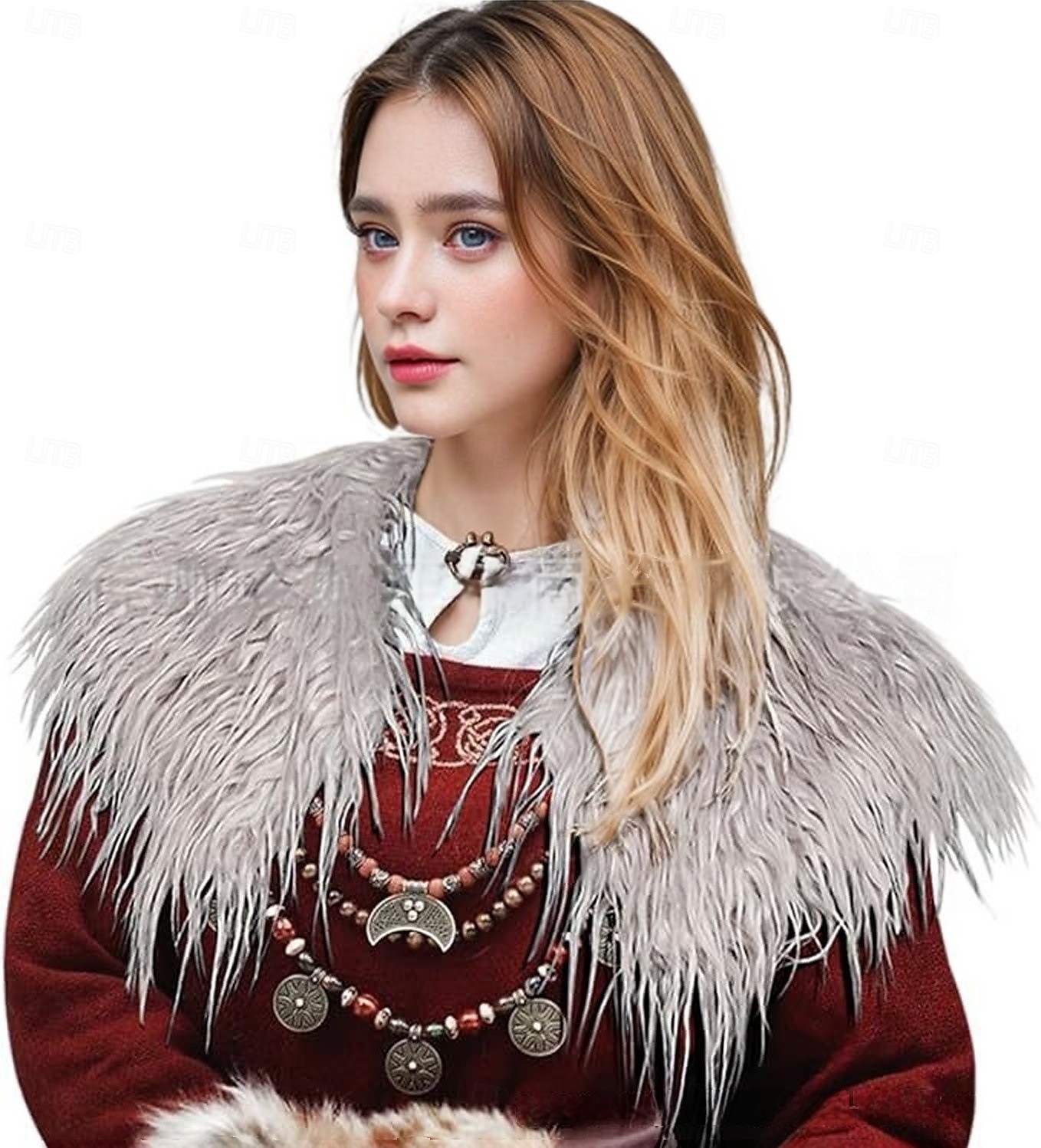 Retro Vintage Mittelalterlich Renaissance Umhang Schals Kunstpelzkostüm Krieger Wikinger Damen Vikinger Halloween Karneval Leistung Party LARP Erwachsene Schal 2025 - $21.99 –P7