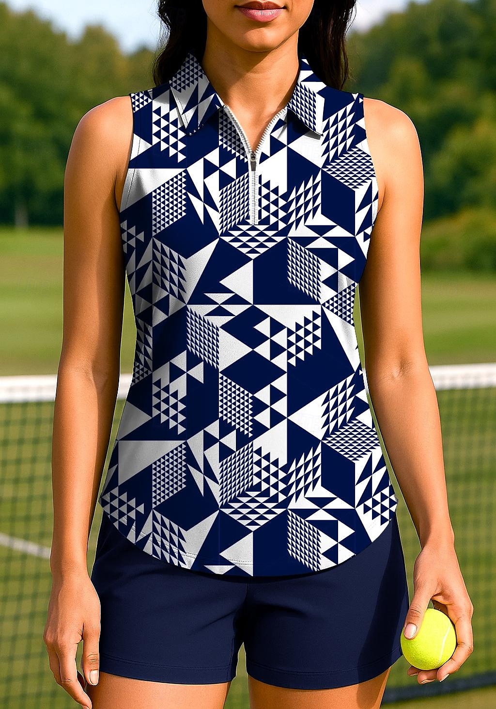 Mujer Tops Camisa deportiva Camisas de polo Camiseta de tenis Sin Mangas Cremallera UPF50+ Resistente a los rayos UV Alta elasticidad Dispersor de humedad Transpirable Tenis pepinillo Corriendo 2025 - $20.99 –P1