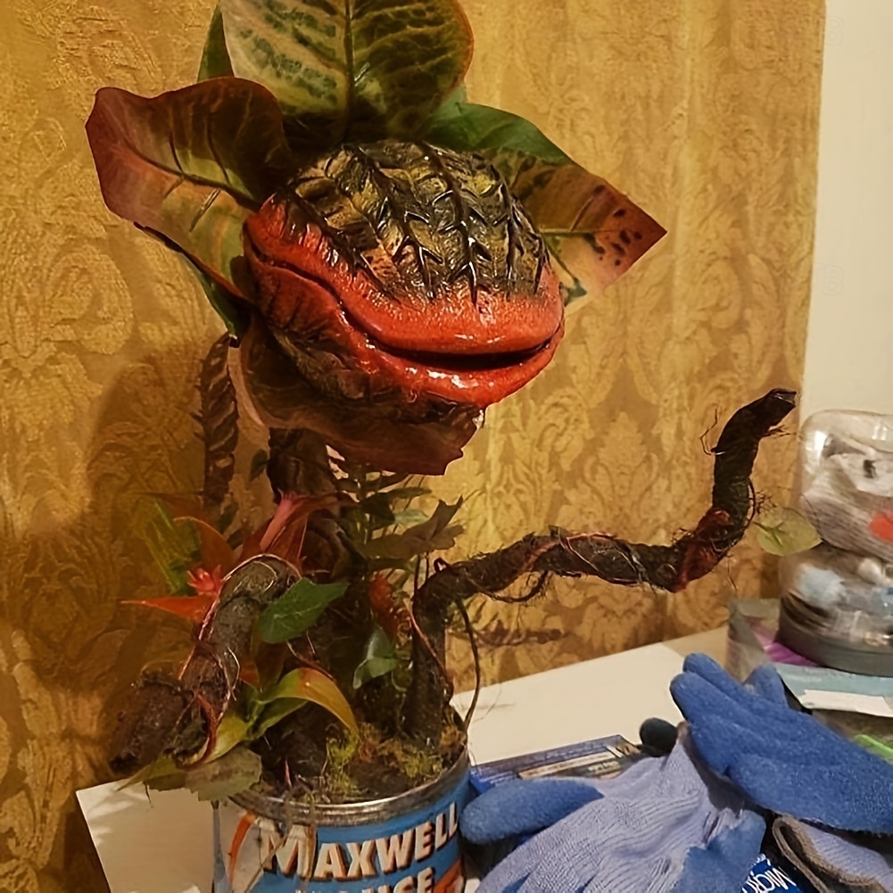 1 st realistisk skräckpirayablommastaty av hög kvalitet i harts, poserbart huvud &Likblomma med vinstockar, inomhus/utomhusmotiv, rekvisita för halloween, tacksägelse, läskig dekoration, 27 cm 2025 - GBP £34 –P4