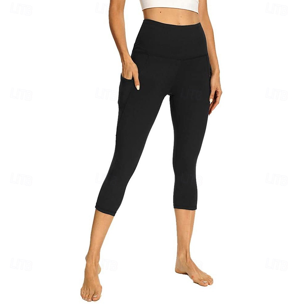 Dames broek Leggings Gezellige leggings Panty Sportschoenen Kuitlengte Hoge taille Effen Zijzakken Comfortabel Billenlift Buikcontrole Yoga Casual / Dagelijks Zwart Bordeaux Blauw Grijs Lente Herfst 2026 - $13.99 –P1