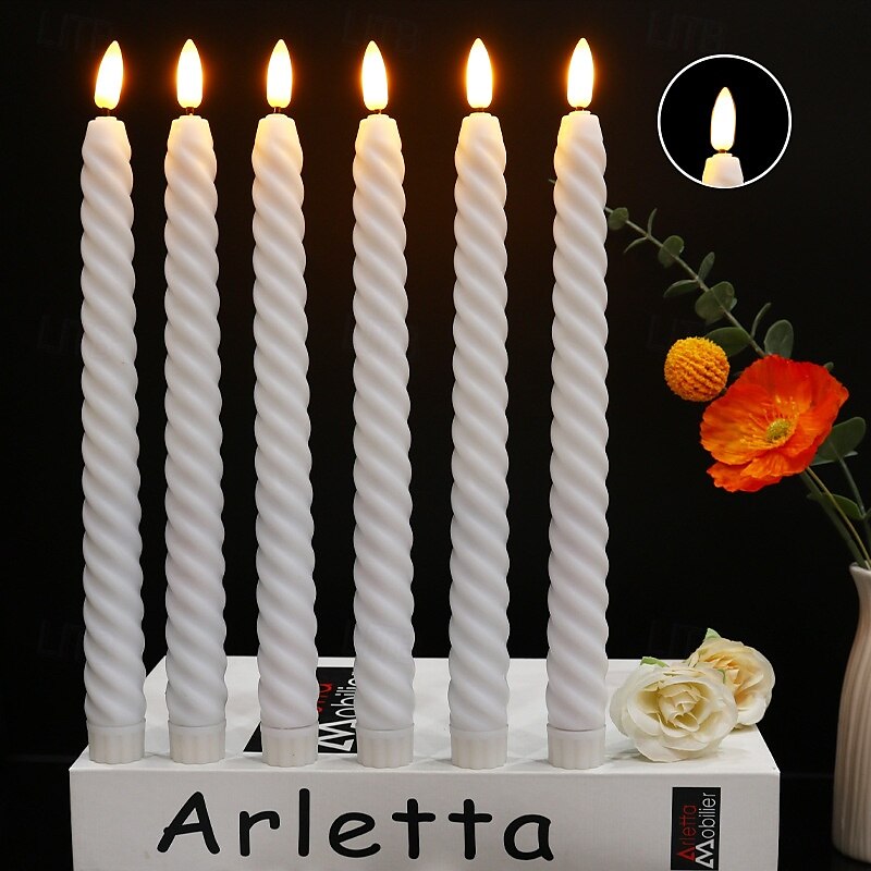 6 velas electrónicas de 25,5 cm con hilo giratorio para Halloween y Navidad, con varilla larga LED, ideal para interiores y exteriores, para restaurantes, fiestas, bodas, ambientes decorativos, con 2025 - $16.49 –P2