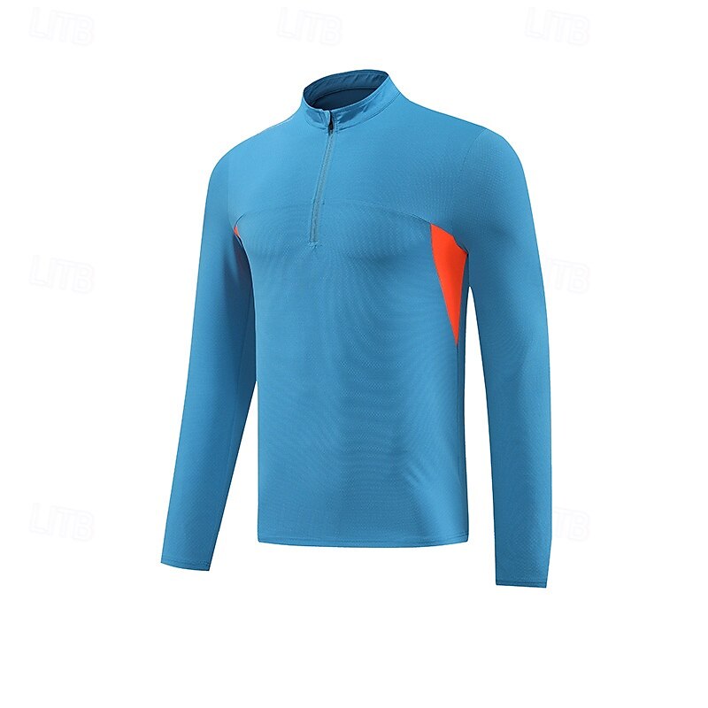 Herren Performance-Shirt Sport-T-Shirt Langarm Stehkragen Oberteil Außen Schnelltrocknend Schweißableitend geruchshemmend Atmungsaktiv Polyester Weiß Blau Himmelblau Angeln Tennis sportlich 2025 - $21.99 –P6