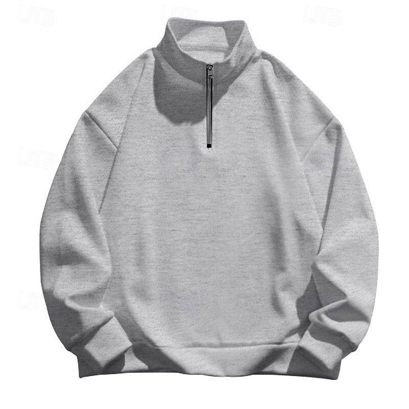 Hombre Sudadera Sudadera de polar Pull-over Sudadera con un cuarto de cremallera Negro Blanco Vino Rojo Caqui Cuello Mao Plano Deporte Casual Diario Ropa de calle De Deporte Primavera Otoño Ropa 2025 - $17.99 –P9