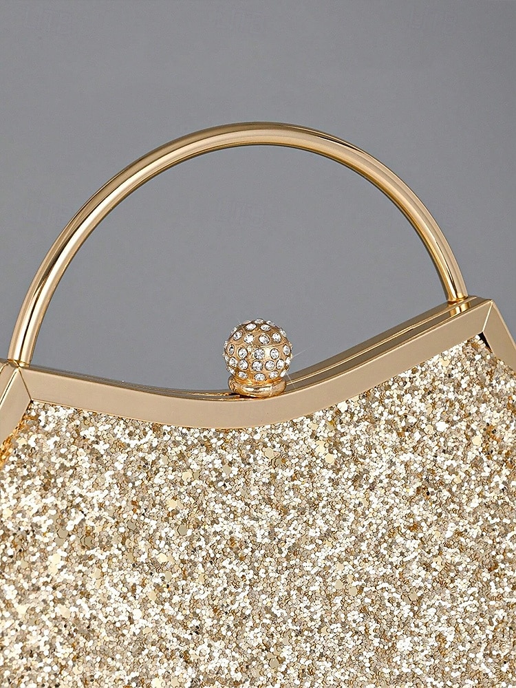 Pochette de soirée pailletée pour femme – Sac à main doré scintillant avec bandoulière chaîne, élégant sac de soirée pour mariages, bals et cocktails de 2025 ? $19.99 –P9