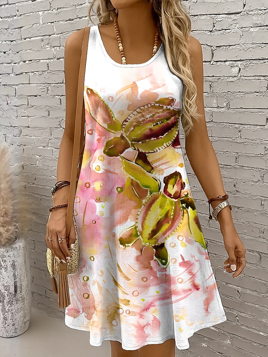 Pentru femei Rochie Mini Rochie de Vară Rochie A line Rochie cu umeri Vacanță Casual Concediu Plajă Fit regulat Grafic Broasca testoasa Fără manșon Stil Nautic Galben Roșu-aprins Albastru piscină Mov 2025 - $21.99 –P7
