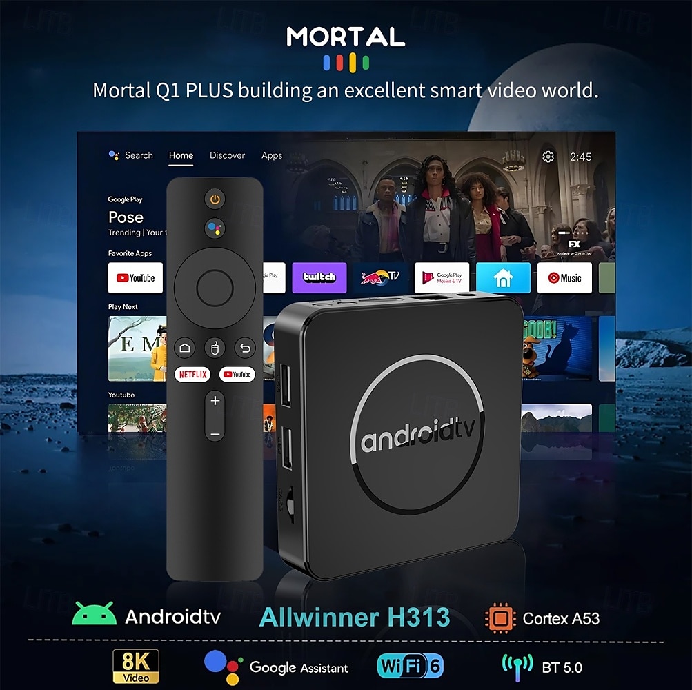 Android TV Box Mortal Q1 PLUS CPU Allwinner H313 Support 2.4G/5.8G Wifi BT5.2 Google Assistant 2GB RAM 16GB 8GB ROM Smart Home TV Box 2025 - $37.99 –P1