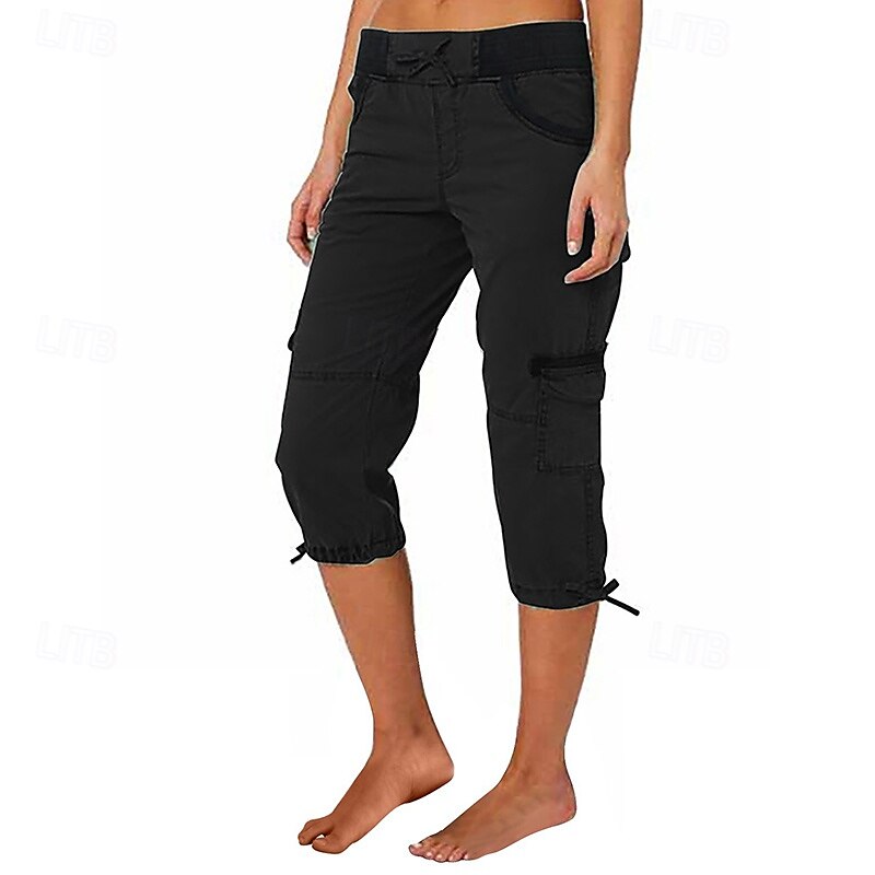 Femmes Pantalons Cargo Pantalons de randonnée Extérieur Coupe régulière Respirant Bas Avec Poches Noir Vert Véronèse Coton Camping / Randonnée Course S M L XL XXL de 2025 ? $22.99 –P2