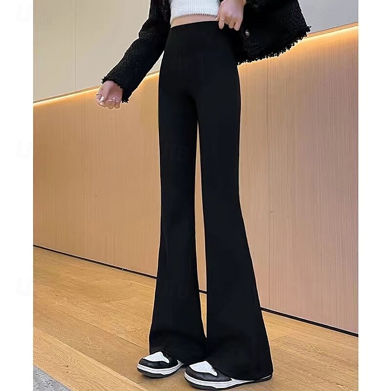 Nouveau pantalon évasé de style coréen - pantalon décontracté d'extérieur taille haute à haute élasticité avec drapé tombant pour femme - collection automne/hiver de 2025 ? $16.99 –P1