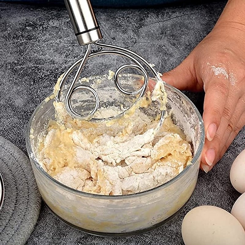 Frusta magica in acciaio inox per impastare, sbattitore a doppio anello, strumento portatile per impastare la farina, sbattitore manuale per uova e mescolatore per pastella del pane per la cottura, del 2025 a $11.99 –P5
