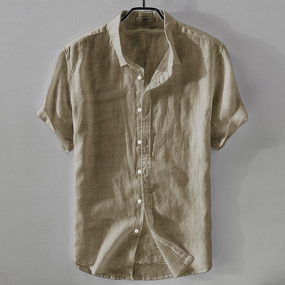Per uomo Camicia Camicia di lino Camicia casual Camicia di cotone Semplice Vacanza Streetwear Bianco Azzurro cielo Cachi Blu scuro Manica Corta Collo ripiegato Estate Abbigliamento Bottonato del 2025 a €16.99 –P13