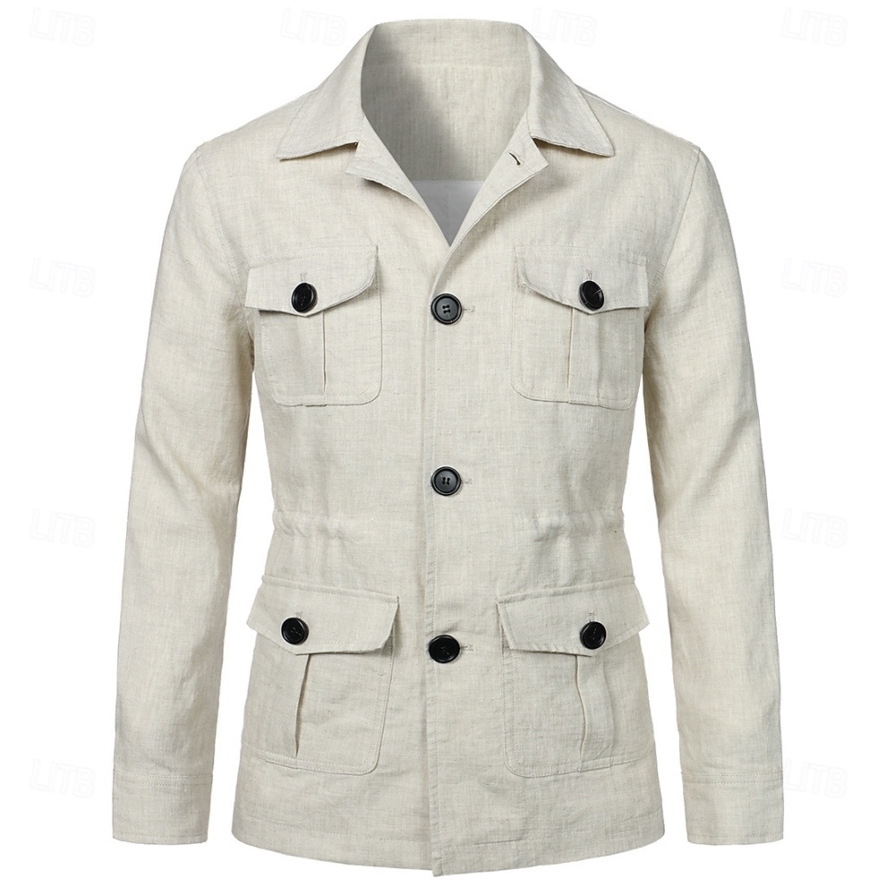 Per uomo Giacca Leggera Blazer 100% lino Scuola Formale Vacanza Elegante Vintage Estate Primavera Lino Tinta unica Tasca Delicato sulla Pelle Comodo Monopetto Un Bottone Bottone frontale Giacca del 2025 a $55.99 –P14