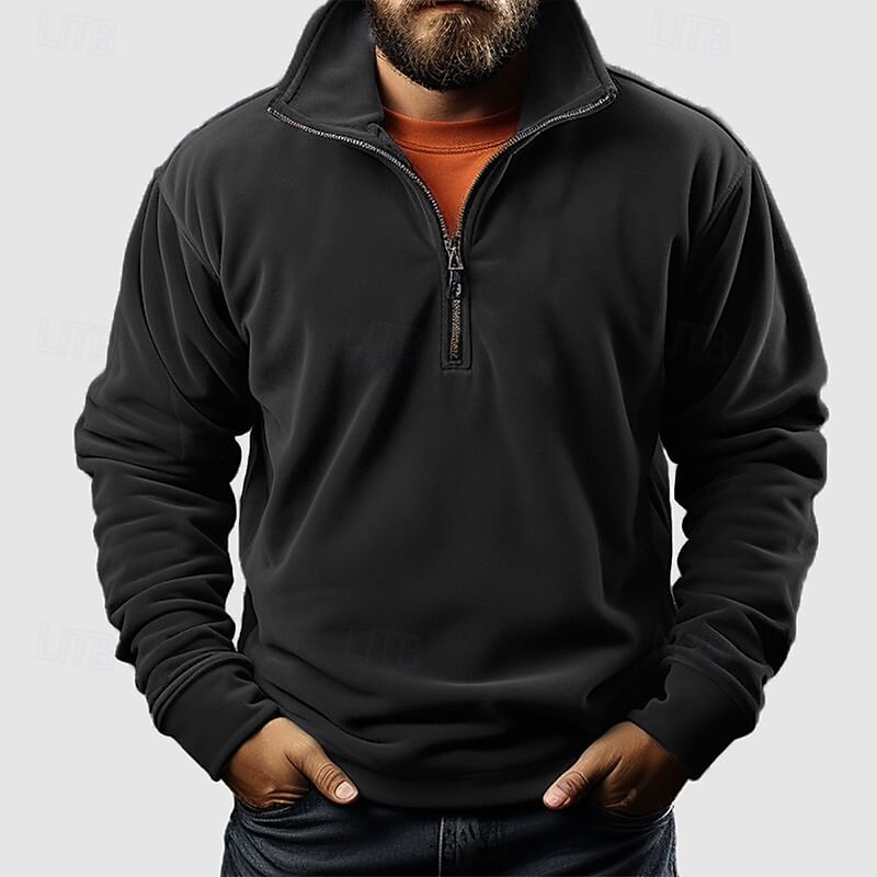 Homme Sweat-shirt Sweat-shirt quart de fermeture éclair Noir Blanche Rose Claire Bleu Kaki Demi-zip Uni Fermeture éclair Sport & Loisir Quotidien Fête Polyester Streetwear Basique Occasionnel de 2026 ? $32.99 –P5