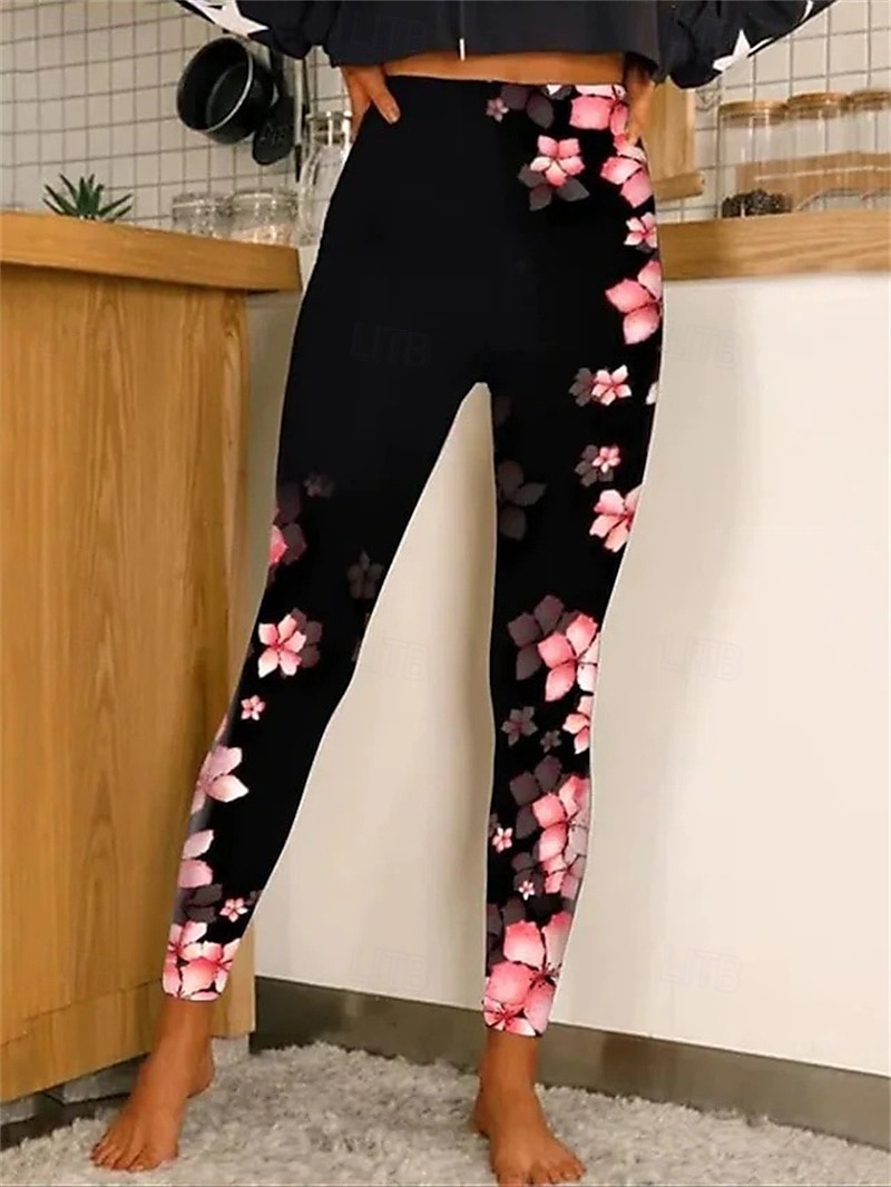 Per donna Pantaloni Eleganti Leggings Collant Atletico Lunghezza intera Naturale Grafico Stampato Comodo Sollevamento glutei Controllo addominale Yoga Casual Quotidiano Oro nero Nero 1 # Nero 2 del 2025 a $14.99 –P10