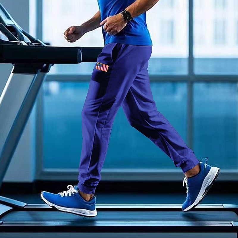 Herr Atletiska byxor Joggingbyxor Joggare Långbyxor Ficka Elastisk midja Snörning Amerikanska flaggan Komfort Utomhussport Dagligen Mode Ledigt Svart Gul Microelastisk 2025 - $18.99 –P12