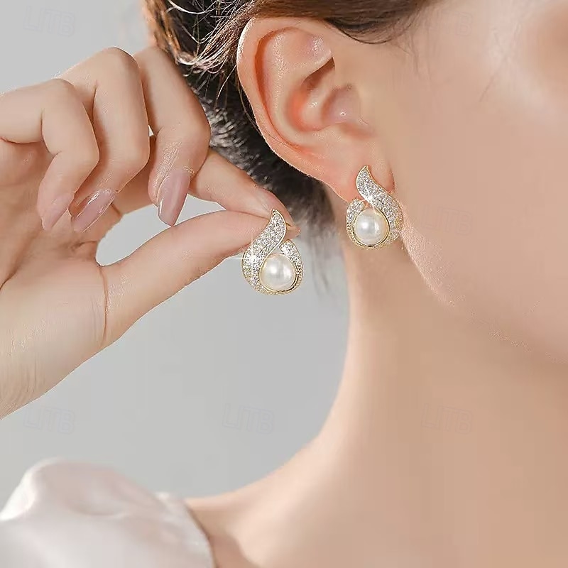 Per donna Orecchini a perno Tropicale Gioia Elegante Orecchini Gioielli Oro Per Feste del 2026 a $11.49 –P2