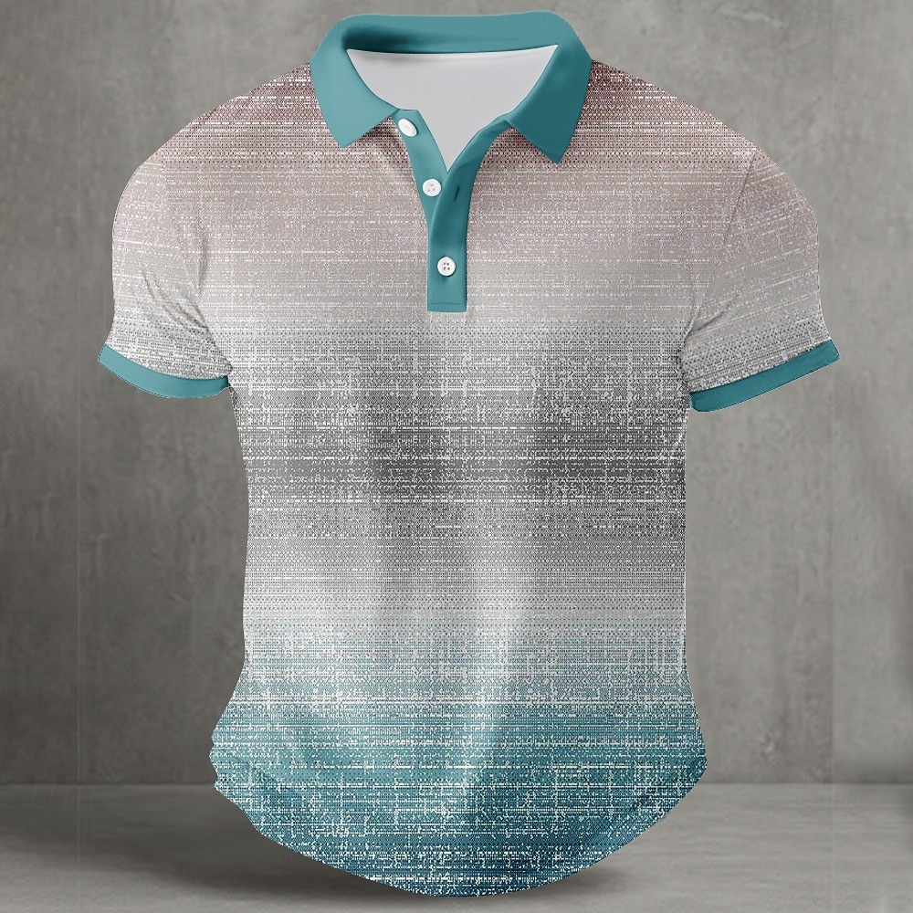 Per uomo Sfumatura Geometrico Polo Polo Sportivi Manica Corta Magliette polo Camicie con Colletto Casual Athleisure Bottoni Estate Blu azzurro cielo Viola del 2026 a $21.99 –P2