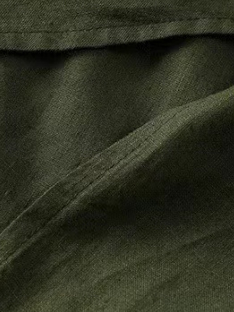 Femmes Chemises en coton et lin Couleur Unie Élégant Basique Occasionnel manche longue Col de chemise Hauts Longs Quotidien Boutons Blanche Vert Véronèse Kaki Été Automne de 2025 ? $23.99 –P8