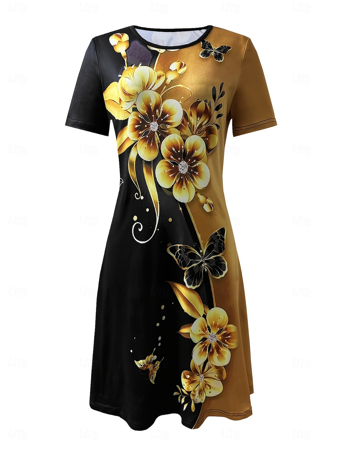 Pentru femei Rochii Midi Rochie imprimata Modă Modern Zilnic Petrecere ceai Ieșire Potrivire Largă Floral Abstract Manșon scurt Stil Nautic Negru Galben Albastru piscină Albastru Închis Vară Primăvară 2025 - $23.99 –P8