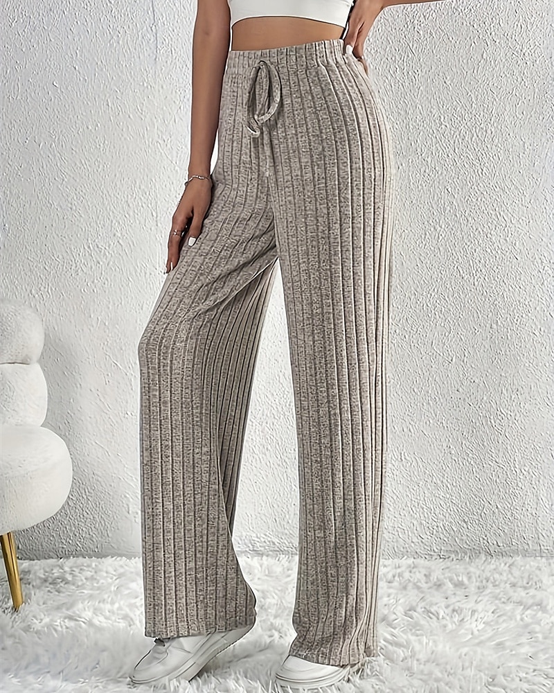 Women's Wide Leg Pants Trousers Palazzo Pants Fashion Streetwear Full Length High Waist Plain Elastic Waist Jacquard Breathability Comfortable Street Daily Wear Going out Light Grey Summer Spring 2025 - $17.99 –P3