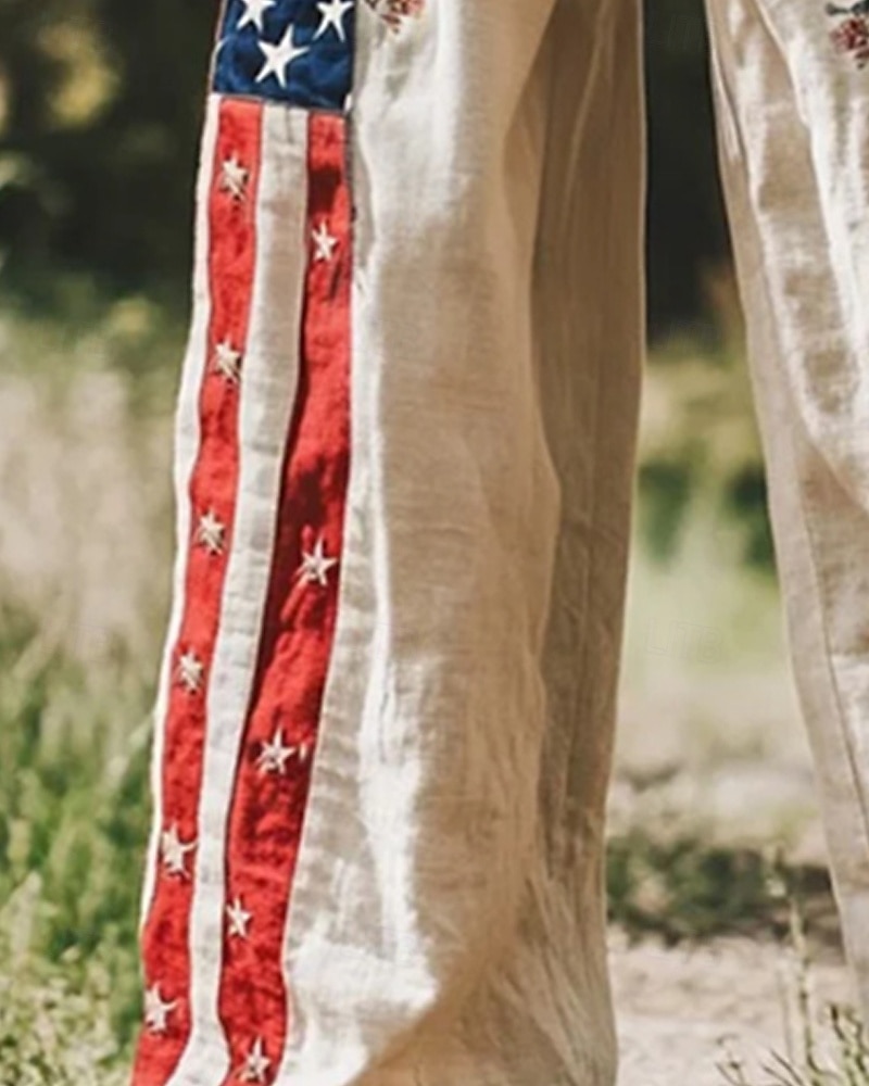Per donna Gamba larga Pantaloni Pantaloni Palazzo Moda Boho Lunghezza intera Vita Alta Bandiera Nazionale Elastico in vita Coulisse Stampato Traspirabilità Confortevole Streetwear Abbigliamento del 2025 a $32.99 –P3