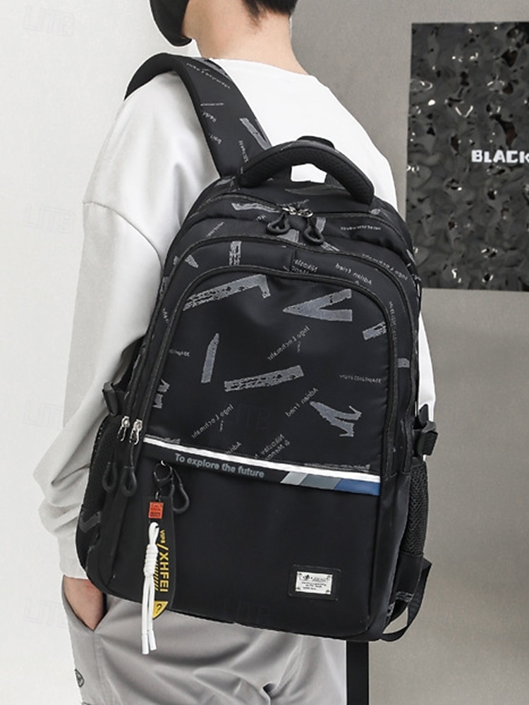 Sac à dos d'école imperméable à imprimé graffiti pour adolescents – sac à dos noir de grande capacité avec compartiment rembourré pour ordinateur portable, sac de voyage élégant pour garçons et filles de 2025 ? $29.99 –P2