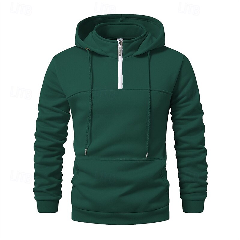 Per uomo Felpa con cappuccio Felpa con cappuccio e zip corta Aalbicocca Nero Vino Blu marino Verde scuro Con Cappuccio Semplice Coulisse Zip a un quarto Sport & Outdoor Quotidiano Ferie Poliestere del 2025 a $21.99 –P5