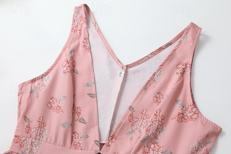 Pentru femei Rochie Mini Rochie florala Rochie Boho Rochie occidentală Modă Clasic În aer liber Zilnic Concediu Fit regulat Floare Fără manșon În V Roz Deschis Vară 2025 - $31.99 –P6