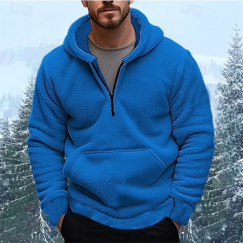 Homme Sweat à capuche Sweat à capuche quart zippé Sweat à capuche en polaire Noir Blanche bleu marine Bleu Gris À capuche Uni Avec Poches Sport & Loisir Occasionnel Quotidien Streetwear Frais de 2025 ? $25.99 –P5