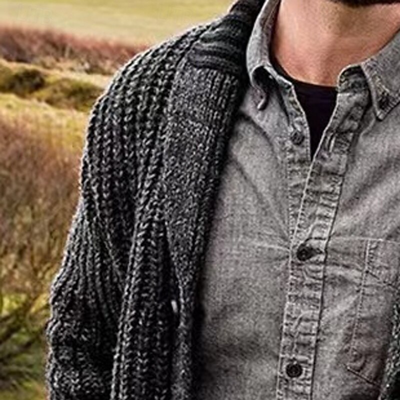 Per uomo Felpa Cardigan A Coste Maglia Top Regolari Cardigan con Bottoni Semplice Collo a scialle Vacanza Moda Casuale Abbigliamento quotidiano Abbigliamento Primavera & Autunno Marrone scuro del 2025 a $40.99 –P10