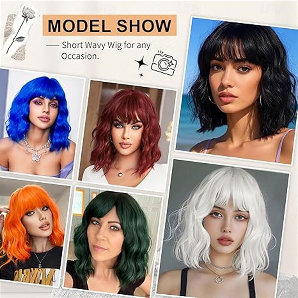 roze pruiken kort golvend haar pastel bob pruik met pony schouderlang synthetisch haar voor vrouwen meisje kleurrijke cosplay pruik synthetische hittebestendige vezel voor dagelijks gebruik op 2026 - $23.99 –P5