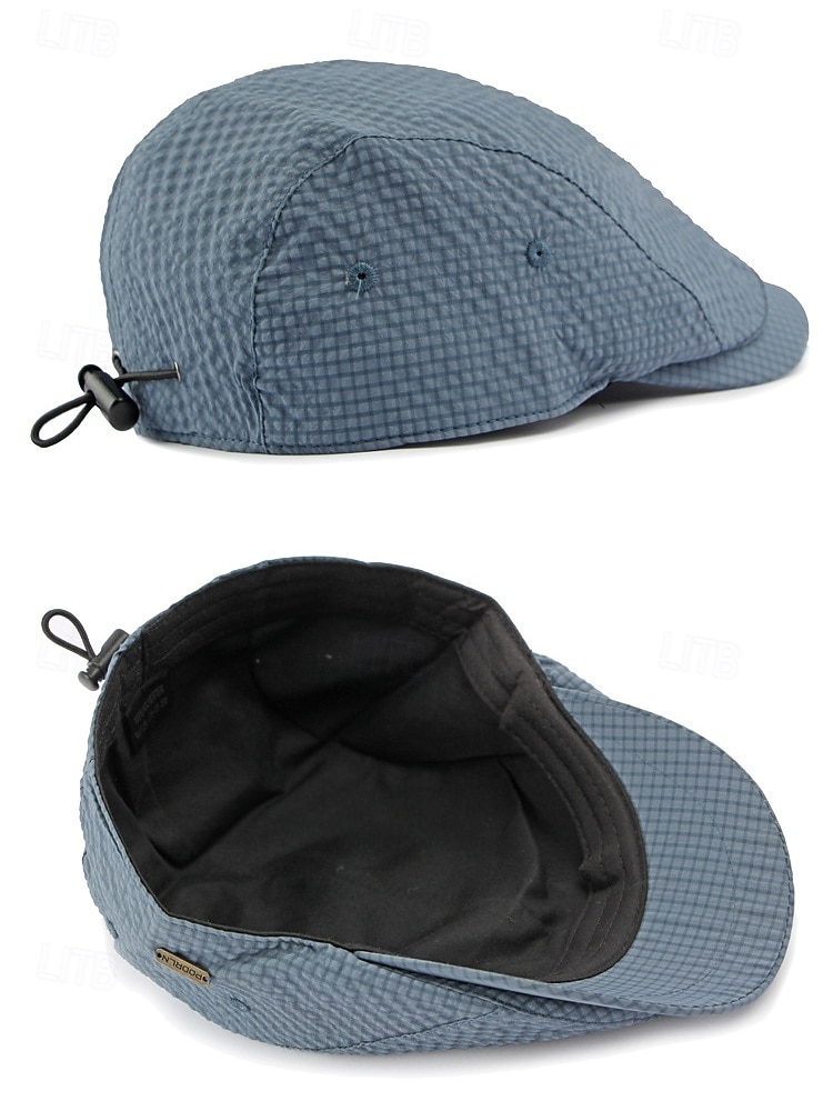 Lett, rutete polyestercaps i eføy for menn – pustende, justerbar, flat caps for avslappede sommer- og utendørsaktiviteter 2026 - $14.99 –P8