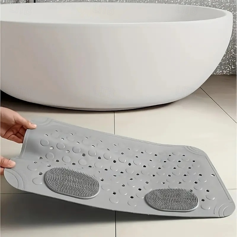 Tappetino da bagno antiscivolo con fori di drenaggio, comodo tappeto da doccia massaggiante, design rettangolare tinta unita per la casa &uso alberghiero del 2025 a $6.99 –P7