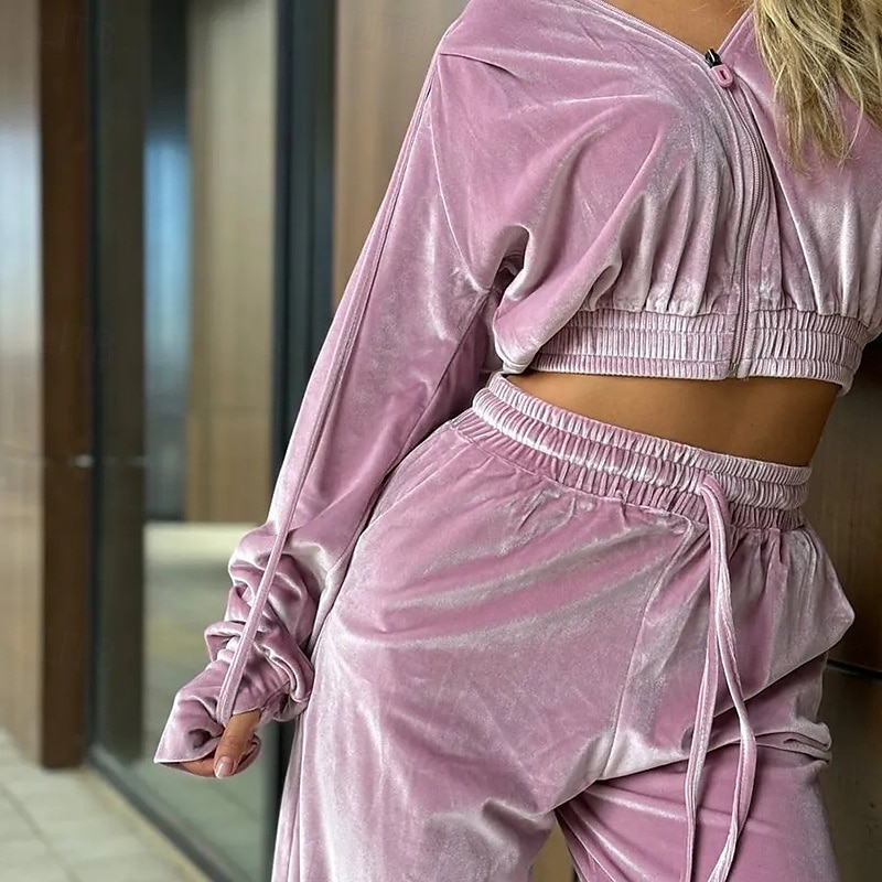 Damen Reißverschluss Kapuzensweatshirt Trainingsanzug Athleisure Herbst Langarm Hohe Taille Samt Winddicht Feuchtigkeitsableitend Fitnessstudio Training Laufen Sportbekleidung Sportkleidung Einfarbig 2025 - $30.39 –P6