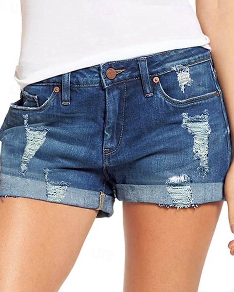 Dame Shorts Bukser Gatemote Fritid Kort Naturlig عادي Lomme dratt comfy Ferie Dagligdagstøy Fritid / hverdag Lys Himmelblå Marine Svart Sommer Normal 2025 - $18.99 –P1