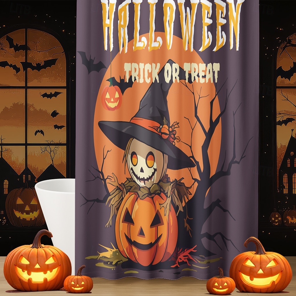 Rideau de douche d'Halloween avec crochets en polyester lavable et imperméable, décoration de salle de bain et baignoire de 2025 ? $21.99 –P12