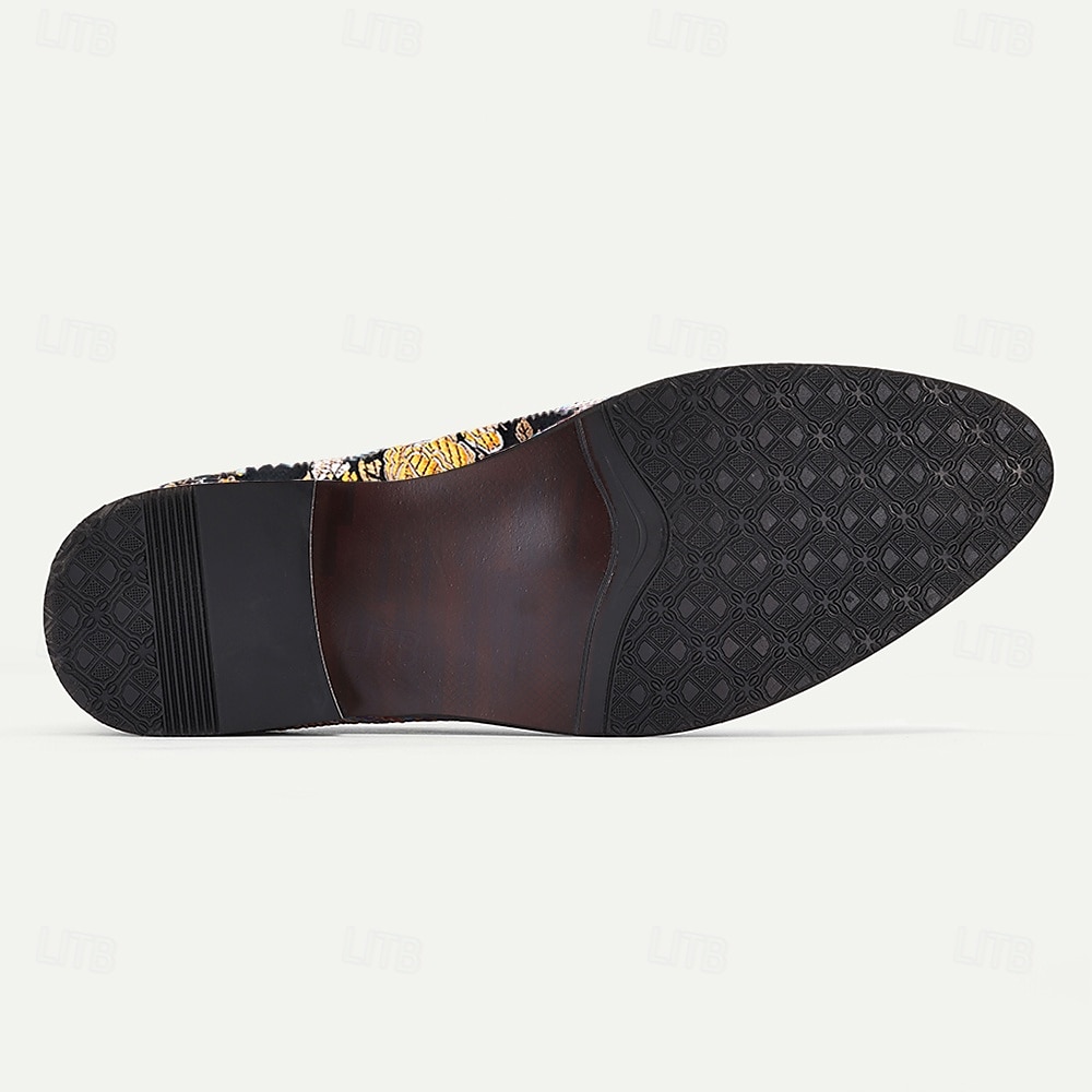 Herrloafers i jacquard med blommönster och tofsar för bröllop, bankett och formella evenemang 2025 - $42.99 –P6