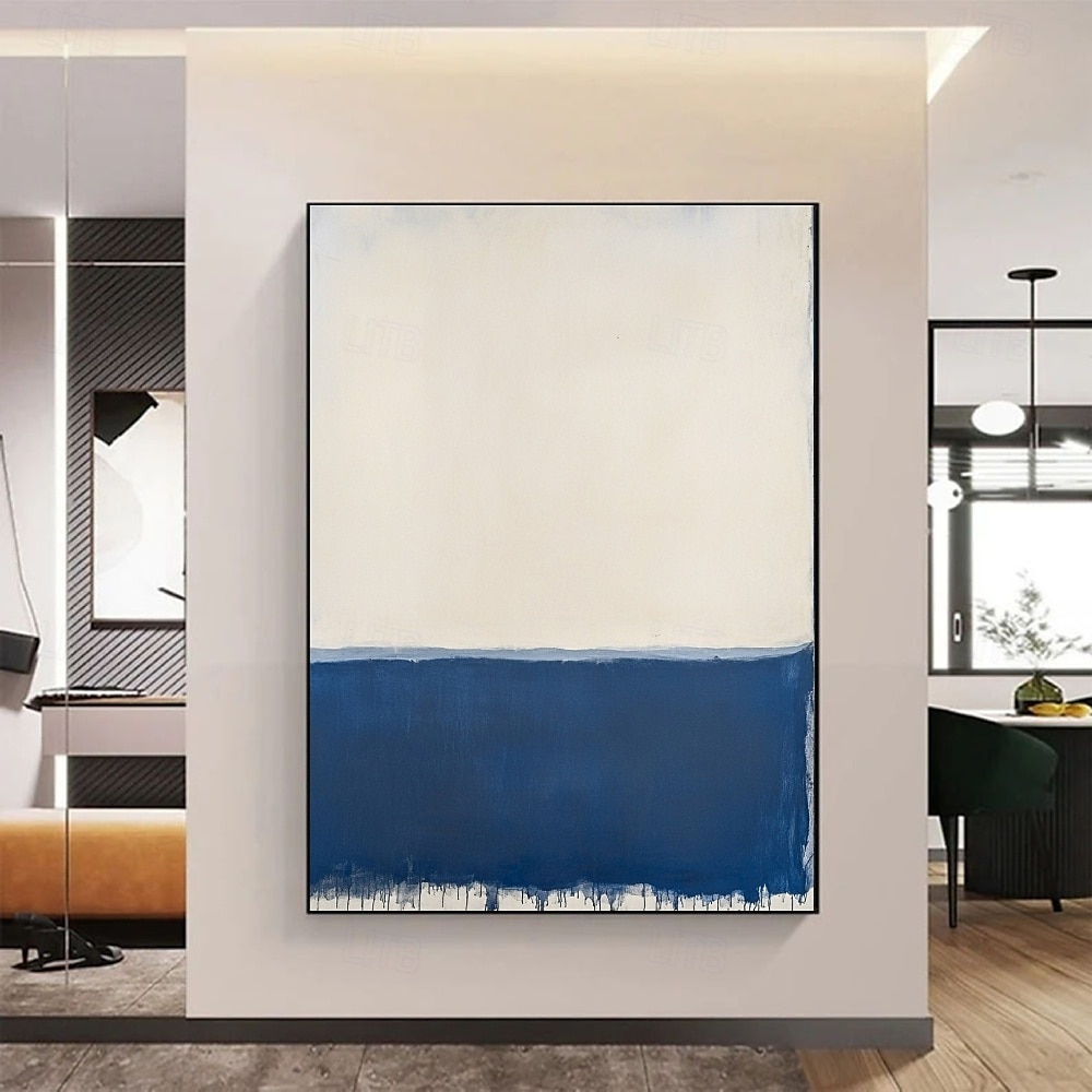 handgemachtes modernes abstraktes Gemälde als Wandkunst – handgegossenes Pigmentgemälde, marineblau gerahmt, strukturierte Leinwand, blaues Ölgemälde für zeitgenössische Räume, Leinwandgemälde 2025 - $74.99 –P5