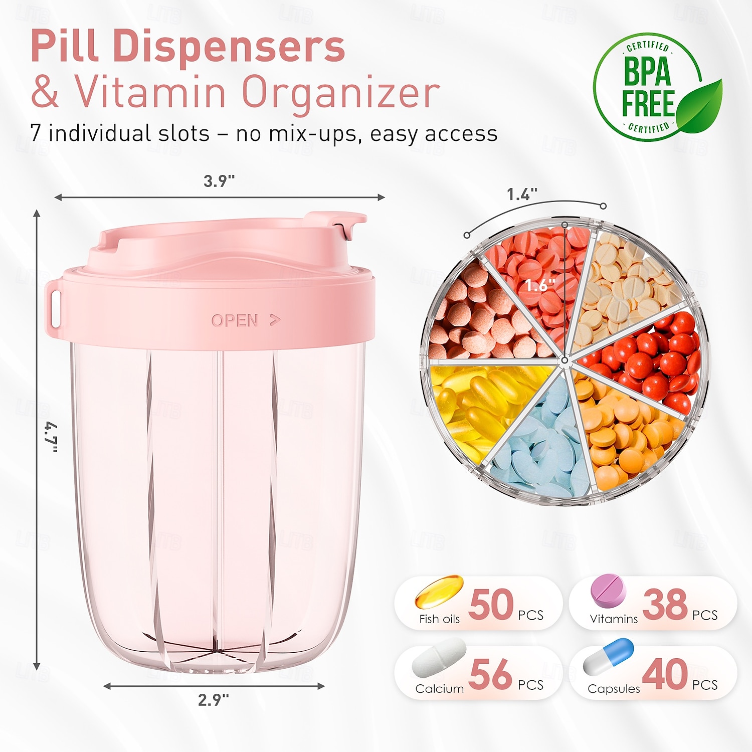 7 Fächer, große Kapazität, Pillenbehälter, Aufbewahrungstabletten, Vitamine, Medikamente, Fischöle, tragbarer Reisehalter, Medikamentenspenderbox 2025 - $21.99 –P2
