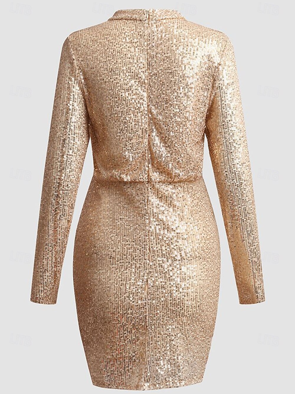 Damen Minikleid Paillettenkleid Cocktailkleid Mode Modern Abendgesellschaft Cocktailparty Normale Passform Einfach Langarm Hoher Ausschnitt Champagner Frühling Herbst 2025 - $32.99 –P7