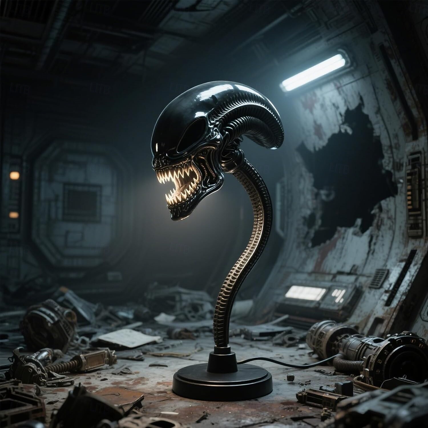 Ночной светильник в виде космического монстра, 3D-лампочка для кино из смолы, светодиодная настольная лампа в стиле научной фантастики, домашний декор, сделанная вручную из смолы, лампа в виде 2025 - $36.99 –P3