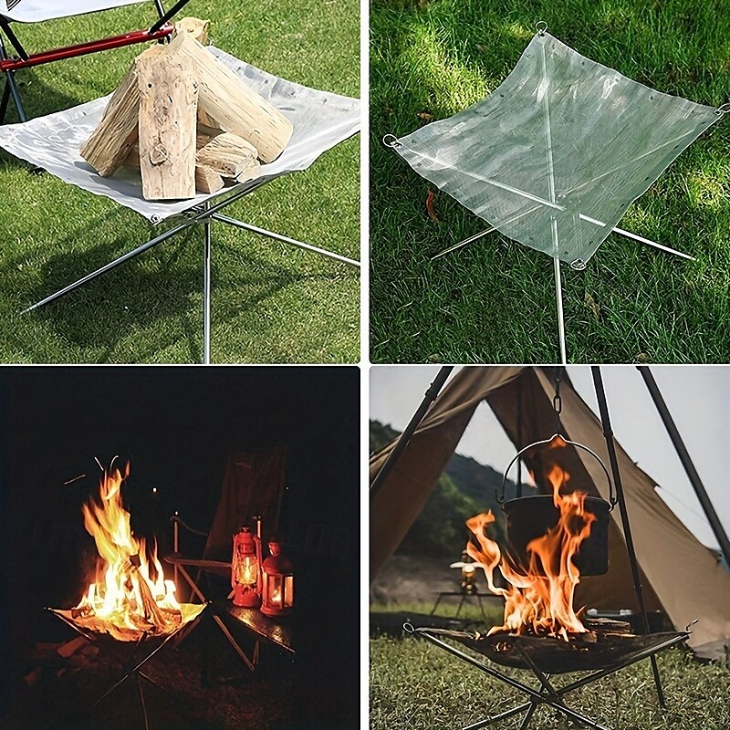 tragbare 1-teilige faltbare Camping-Feuerstelle aus Stahlgeflecht - Lagerfeuerständer für Holz im Freien mit Aufbewahrungstasche - 42 cm 2025 - $34.99 –P3