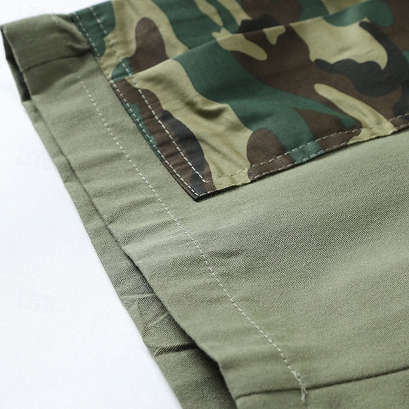 Herren Cargo-Shorts Shorts Sommershorts Patchwork Mehrere Taschen Tarnung Komfort tragbar Knielang Outdoor Sport Täglich Mode Lässig Schwarz Armeegrün 2025 - $25.99 –P8
