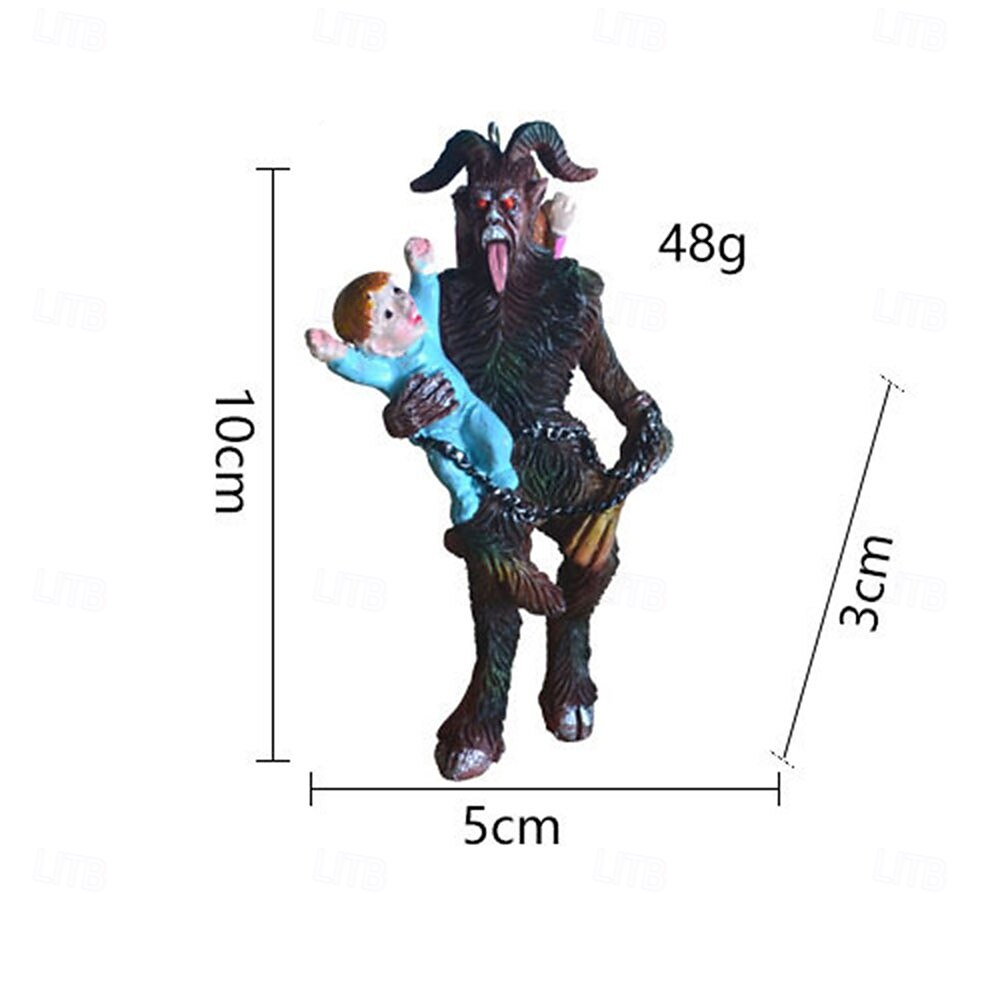 Decorazione da appendere in resina a forma di Krampus di Halloween, statuetta di un bambino che afferra un demone malvagio, scultura in resina spaventosa da regalare a Natale. del 2025 a $10.99 –P3